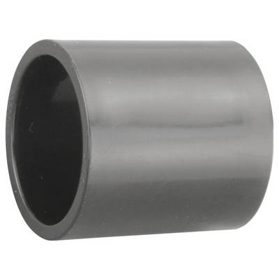 Ein grauer, zylindrischer PVC-Rohradapter, der zur Verbindung von zwei Rohrteilen eingesetzt wird.