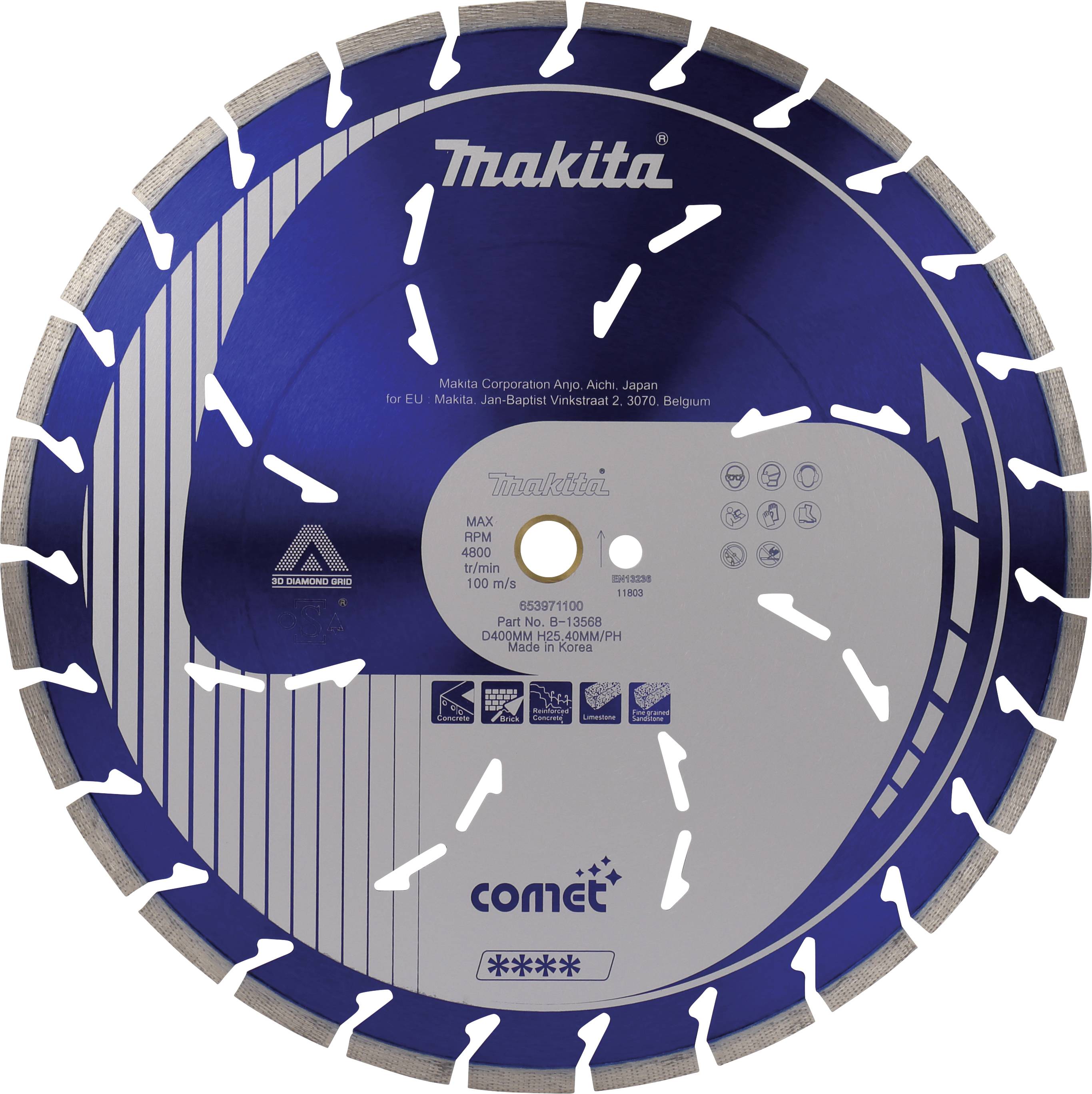 Makita B-13568 B-13568 Diamanttrennscheibe 400 mm 1 St. Backstein, Beton, Beton, Beton, Dachziegel, Kalksandstein, Wasch...