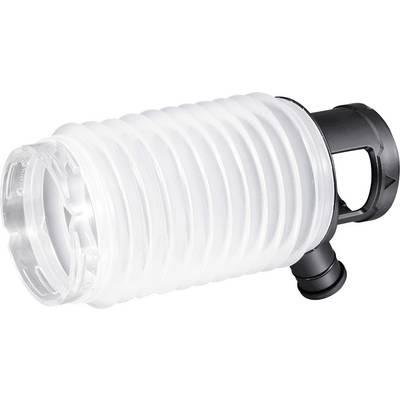 Eine durchsichtige, gerippte Plastikflasche mit schwarzem Verschluss liegt schräg. Die Flasche hat gerippte Seiten für besseren Halt.
