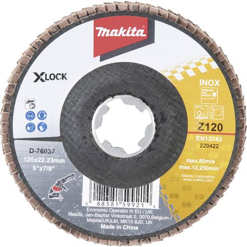 Makita D-76037 Fächerschleifscheibe Durchmesser 125 mm Metall, Stahl, NE-Metalle 1 St.