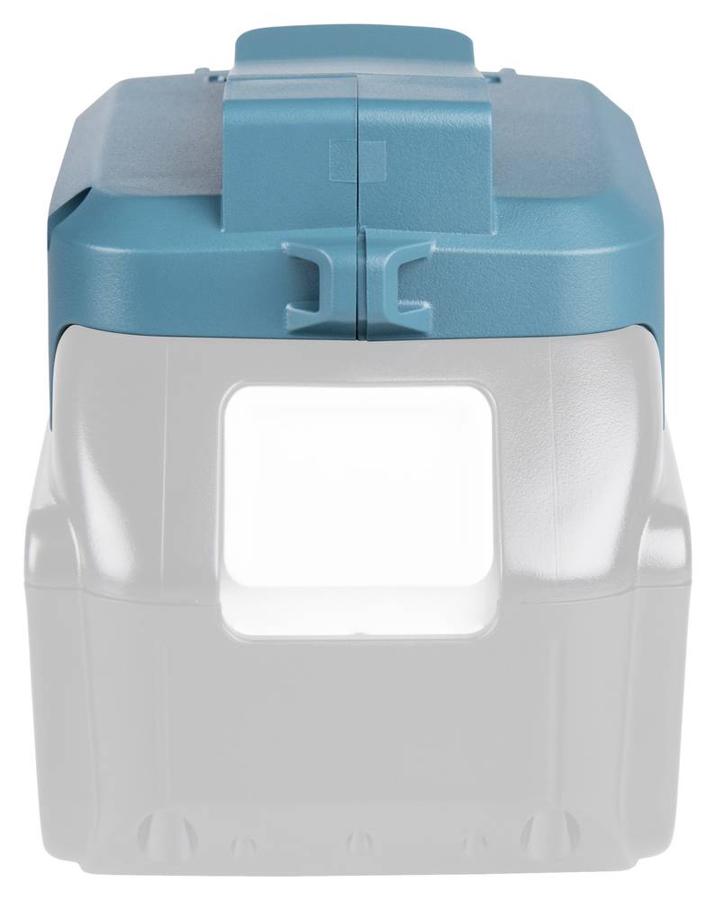 Ein blauer und grauer Plastikbehälter erscheint leer, mit einem massiven Deckel und Griff, wahrscheinlich zur Lagerung oder zum Transport verwendet.