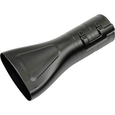 Eine schwarze, konisch geformte Düse aus Kunststoff. Sie hat glatte, abgerundete Kanten und eine gleichmäßige Oberfläche.