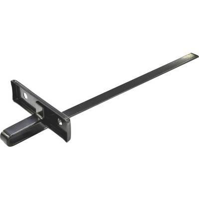 Schwarze Metallhalterung mit langem, flachem Arm, geeignet zur Wandmontage von Gegenständen oder als Stützvorrichtung.