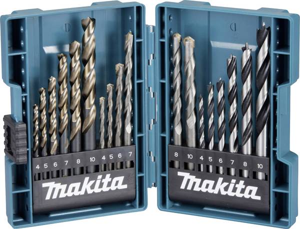 Makita B-49432 B-49432 18teilig Universal-Bohrersortiment Metall, Stein, Beton, Holz, Mauerwerk 4.0 mm, 5.0 mm, 6.0 mm, 7.0 mm, 8.0 mm, 10.0 mm