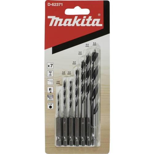 Thumbnail - Makita D-62371 Holz-Spiralbohrer-Set 2.0 mm, 3.0 mm, 4.0 mm, 5.0 mm, 6.0 mm, 8.0 mm 1/4 (6.3 mm) 1 St.