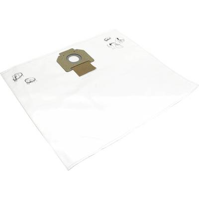 Staubsaugerbeutel aus Filzmaterial mit Papphalterung, flach auf einer Fläche liegend.