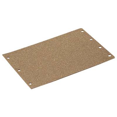 Ein rechteckiges Stück Schleifpapier mit mehreren Löchern entlang der Kanten.