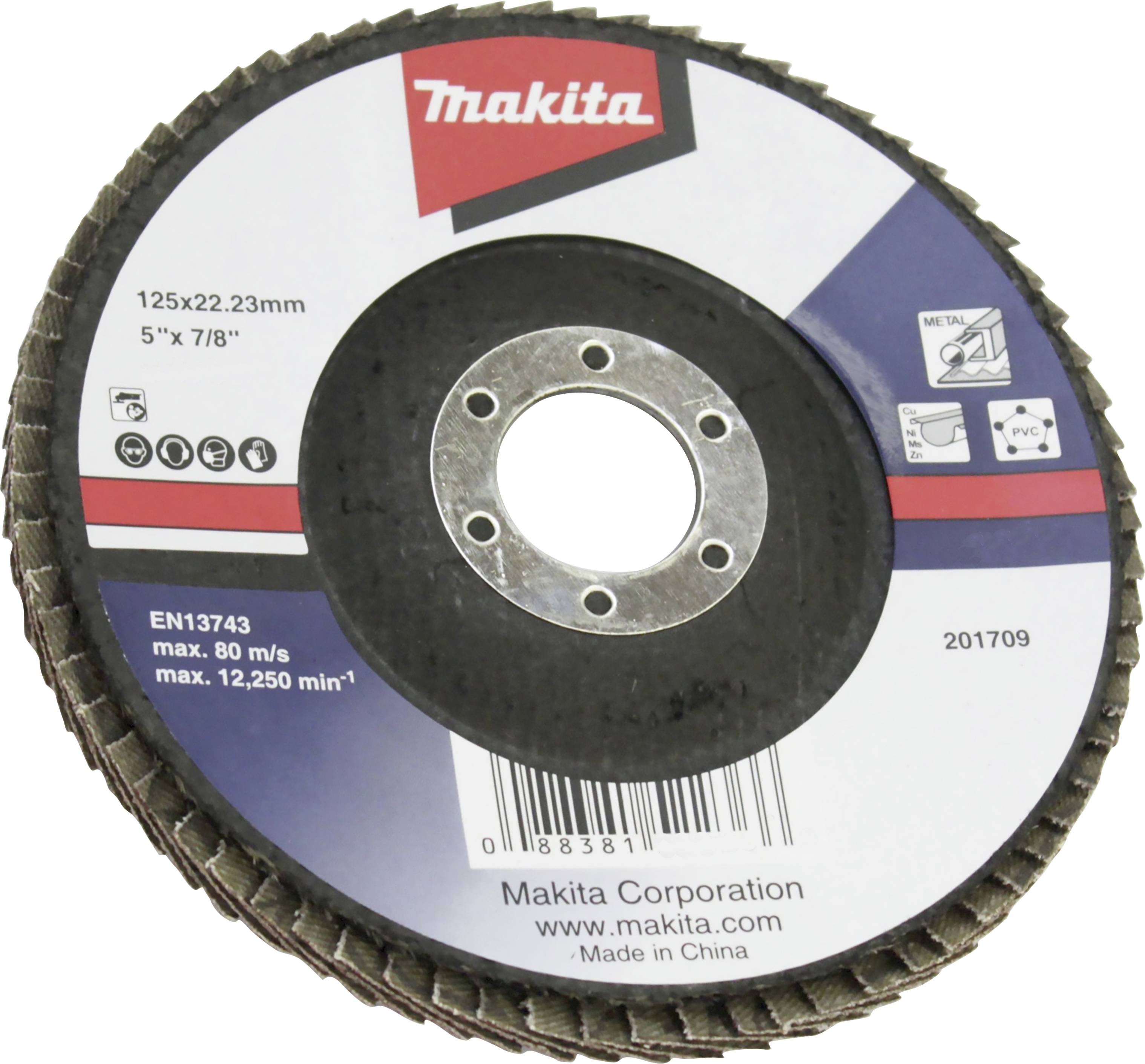Makita D-63476 Fächerschleifscheibe Durchmesser 125 mm Bohrungs-Ø 22.23 mm Metall, NE-Metalle, Kunststoff 1 St.