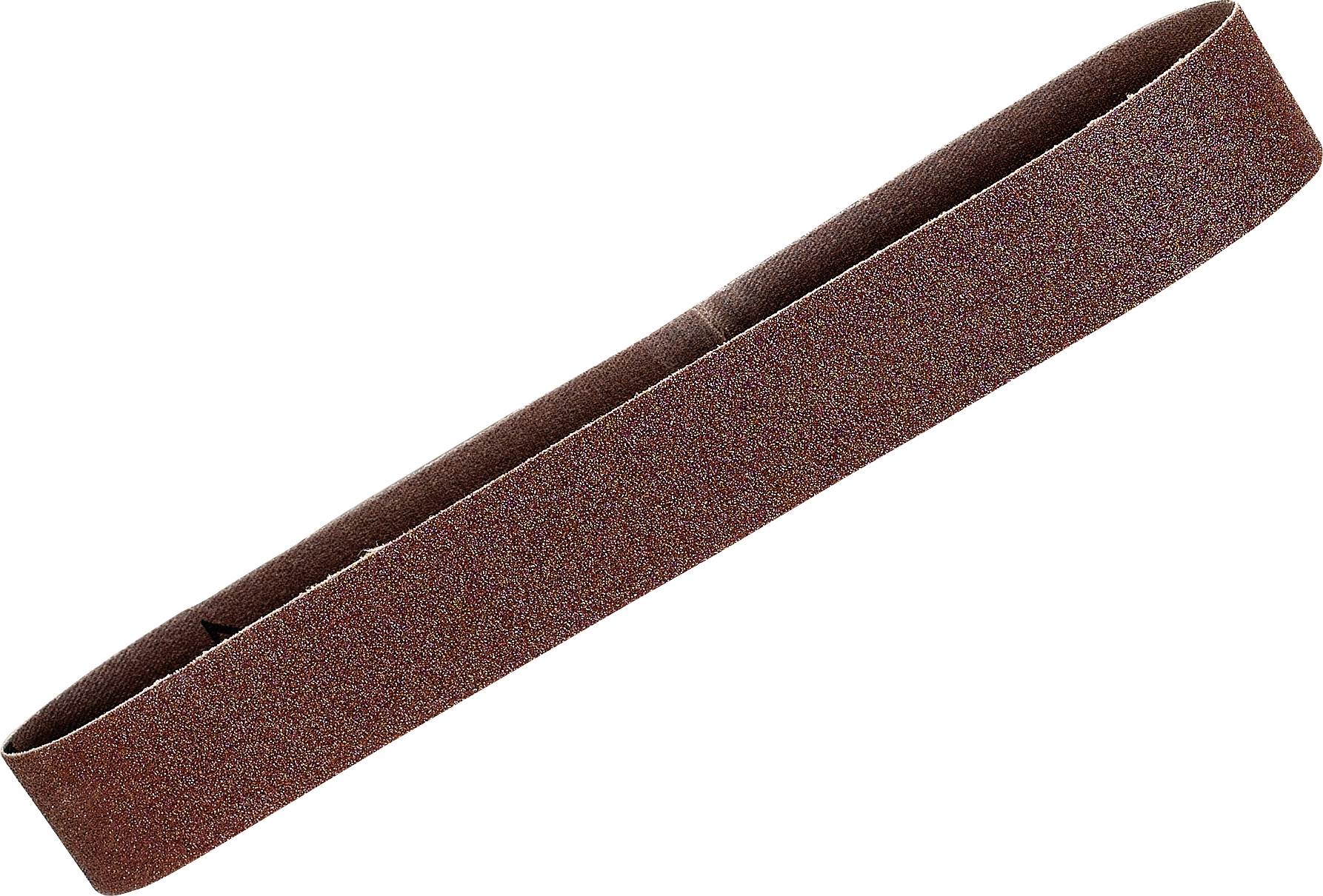 Braunes Schleifband in einem geschlossenen Kreis, geeignet für Schleifmaschinen oder manuelles Schleifen.