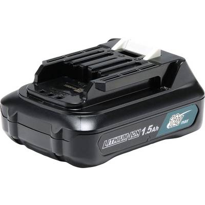 Schwarzer Lithium-Ionen-Akku mit der Aufschrift '1.5Ah 12V max', geeignet für elektrische Werkzeuge.