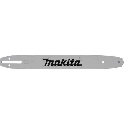 Kettensägen-Schiene mit 'Makita'-Logo, lang und schmal, aus silberfarbenem Metall.
