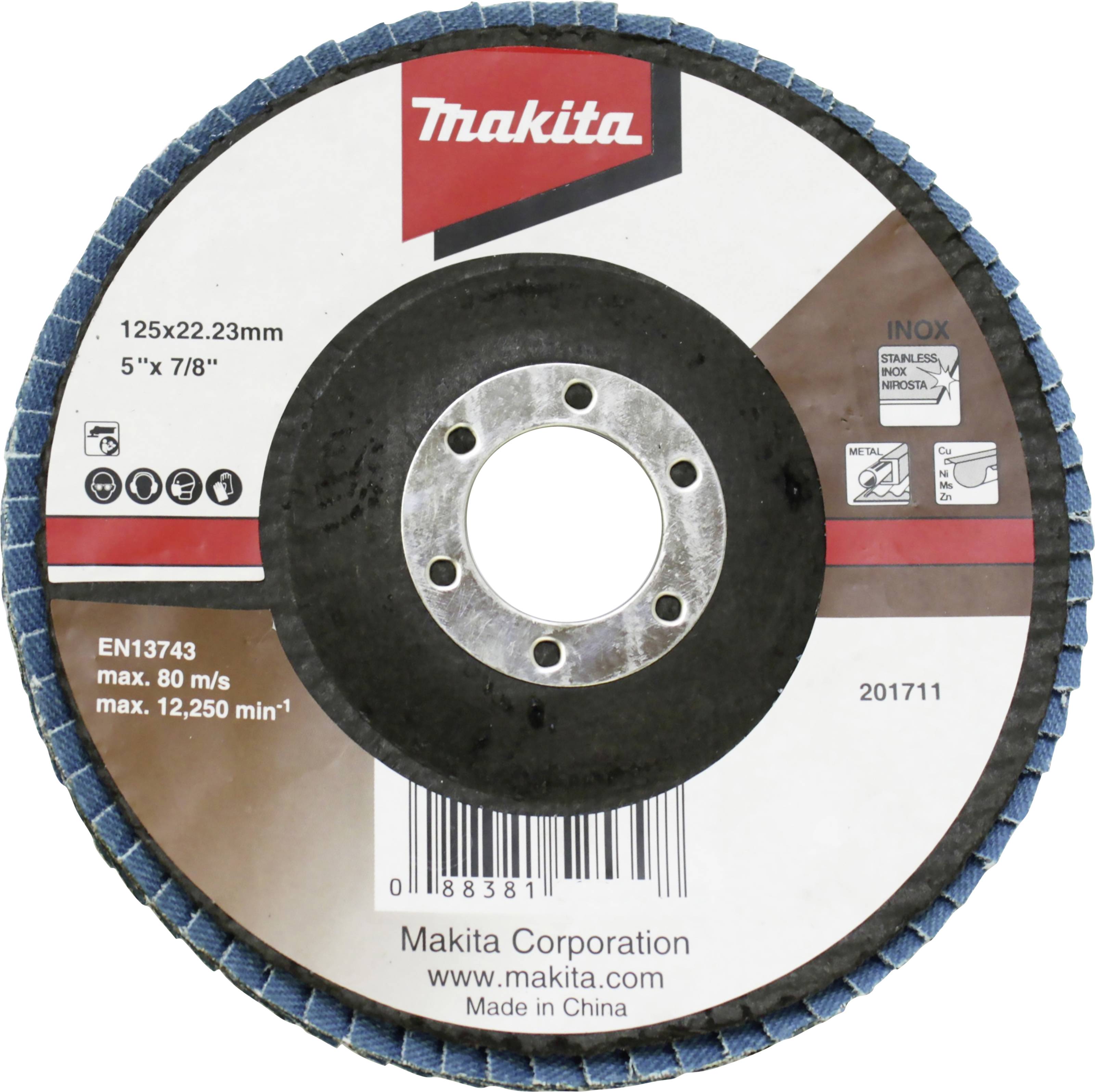 Makita D-63806 Fächerschleifscheibe Durchmesser 125 mm Bohrungs-Ø 22.23 mm Metall, Stahl, NE-Metalle 1 St.