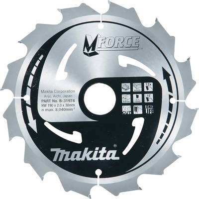Makita Sägeblatt M-FORCE B-31974 Kreissägeblatt 190 x 30, 20, 15.88 x 1.2 mm Zähneanzahl: 12 1 St.