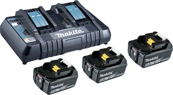 Makita Power Source Kit 18 V mit 3x BL 1850 B Akku 5,0 Ah + DC 18 RD Doppelladegerät ( 198458-6 )