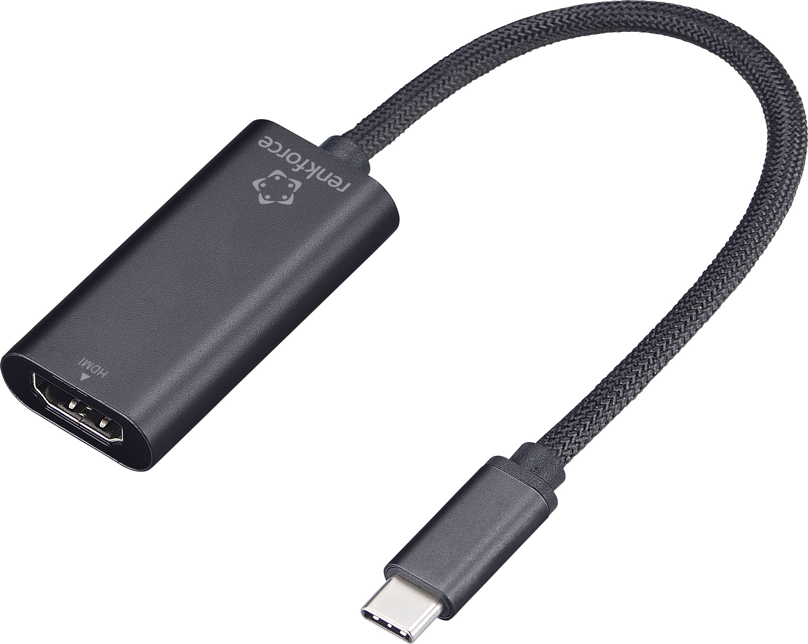 Renkforce RF-6700428 USB-C® / HDMI Adapter [1x USB-C® Stecker - 1x HDMI-Buchse] Schwarz 15cm