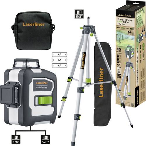 Laserliner CompactPlane-Laser 3G Set 150 Dreidimensionaler Laser inkl. Tasche, inkl. Stativ Reichweite (max.): 30 m