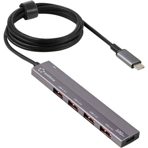 Renkforce RF-USBCH-200 1+4 Port USB-C® (USB 3.2 Gen 1) Multiport Hub mit Aluminiumgehäuse Spacegrau