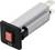 Ein rechteckiger, grauer Geräteteil mit rotem Schalter, beschriftet mit 'RESET' und '5A'.