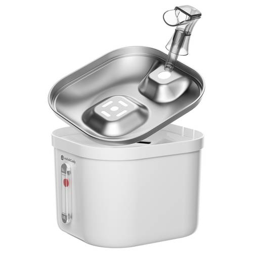 Molly & Cody Trinkbrunnen SPRING 2 l Katze, Hund Weiß Wasserstandsanzeige, 3fach-Filtersystem, Geräuscharme Wasserpumpe ...