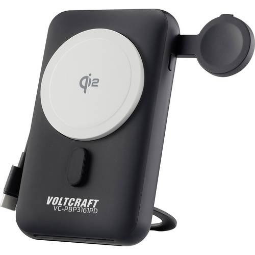 VOLTCRAFT VC-PBP3161PD Wireless Powerbank 10000 mAh Qi Wireless Charging Li-Ion Schwarz