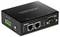 'Schwarze Netzwerk-Hardware mit zwei Ethernet-Ports und einem seriellen Anschluss auf der Vorderseite. Markenname oben sichtbar.'