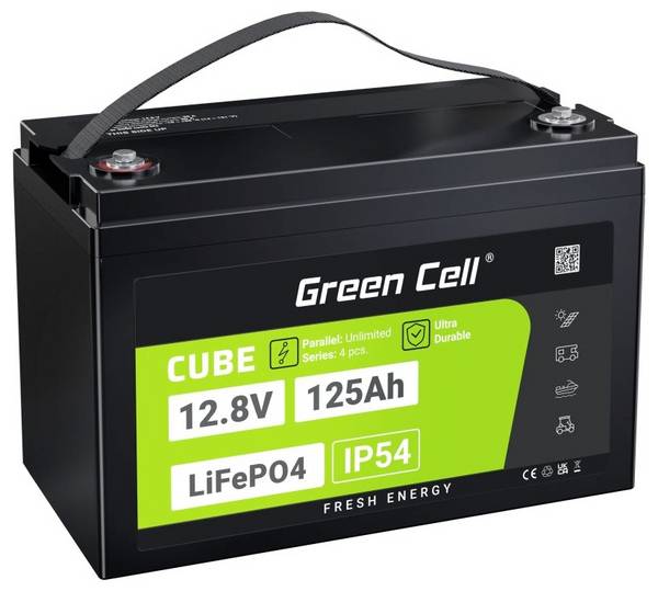 Green Cell CUBE LiFePO4 Spezial-Akku LiFePo-Block Schraubkontakt Li-Ion 12.8 V 125 Ah 1 St.