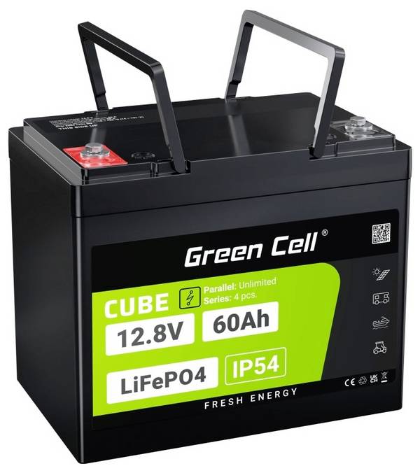 Green Cell CUBE LiFePO4 Spezial-Akku LiFePo-Block Schraubkontakt Li-Ion 12.8 V 60 Ah 1 St.