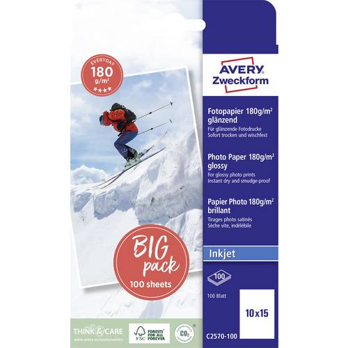 Avery-Zweckform Everyday C2570-100 Fotopapier 10 x 15 cm 180 g/m² 100 Blatt Glänzend