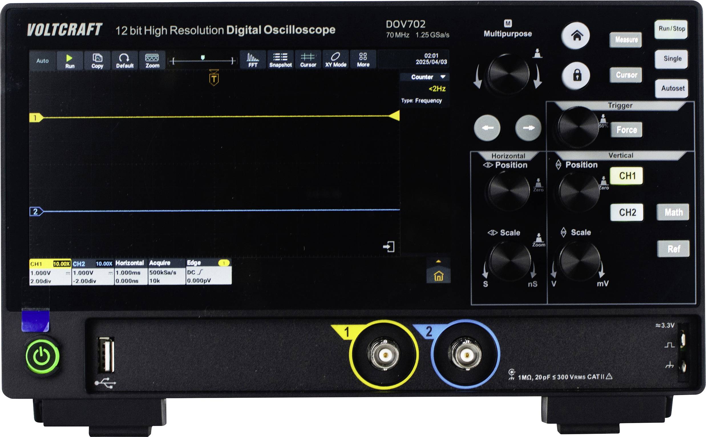 Produktbild von Rigol DS1202Z-E Oszilloskop 200 MHz, 2 Kanäle, 1 GSa/s, 14 Mpts – Profi-Messgerät