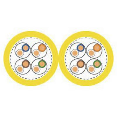 'Illustration eines Kabels mit acht Leiterpaaren, gruppiert in Sets von je vier Paaren, die in gelb umrandeten Kreisen dargestellt sind.'