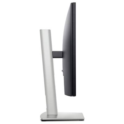 Flacher Computermonitor im Profil, zeigt schlankes Design und schmalen Rahmen, auf einem stabilen, minimalistischen Standfuß.