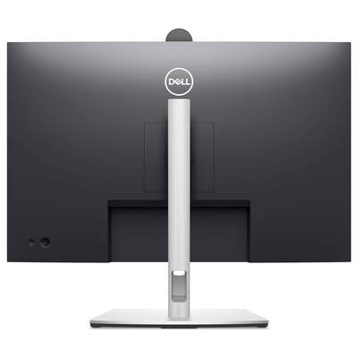Hinteransicht eines Dell-Monitors mit einem schlanken, weißen Standfuß.