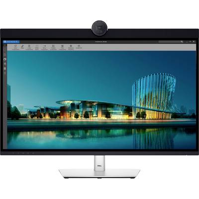 Ein moderner Computerbildschirm zeigt ein architektonisch beeindruckendes Gebäude bei Nacht.