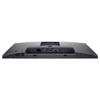 Rückansicht eines Monitors mit mehreren Anschlüssen: HDMI, DisplayPort, USB und Stromanschluss.