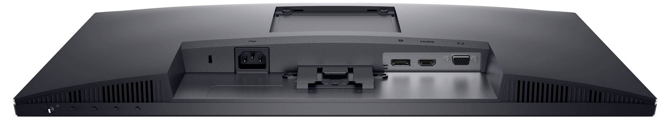 Rückseite eines Computerbildschirms mit verschiedenen Anschlussmöglichkeiten, darunter HDMI- und DisplayPort-Anschlüsse.