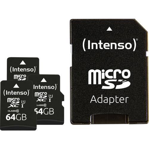 Intenso Premium 3er Pack (3 x 64 GB) microSDXC-Karte 64 GB Class 10 UHS-I inkl. SD-Adapter