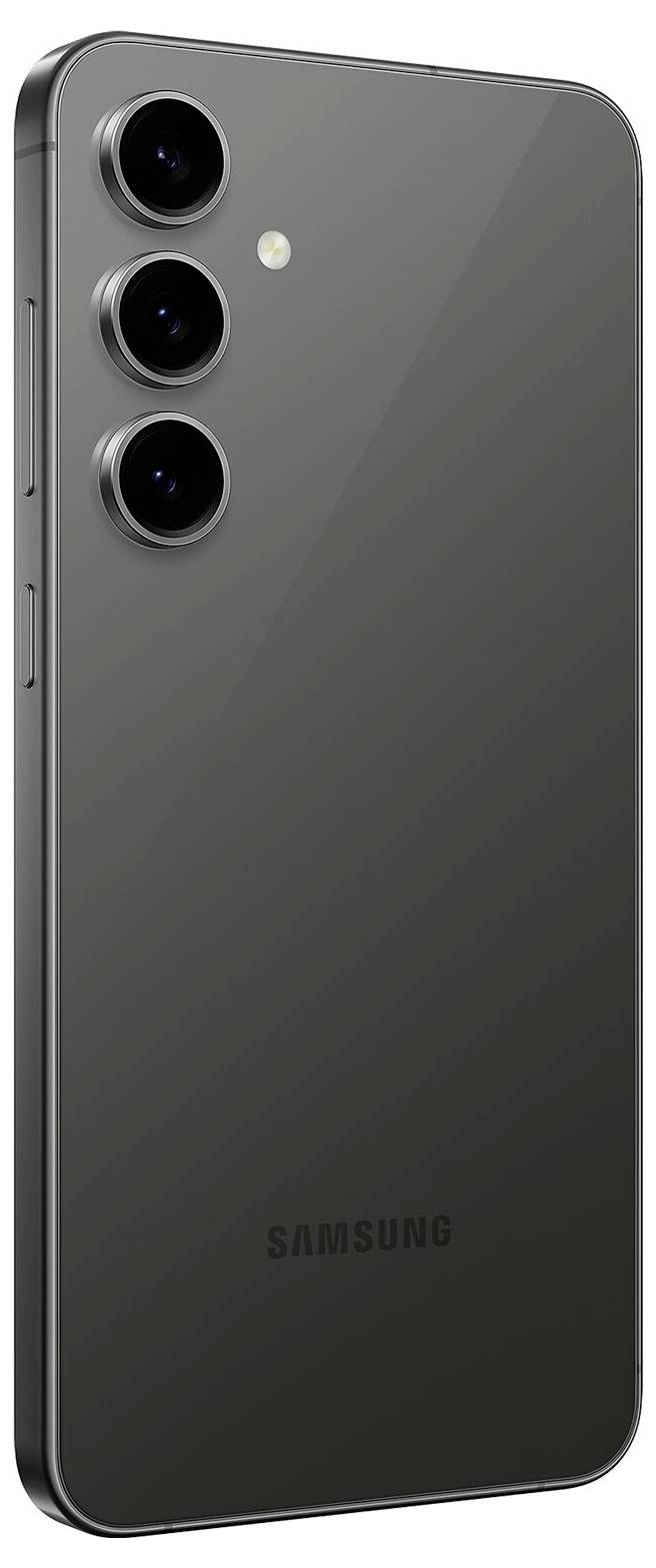 Ein modernes Smartphone mit drei Kameralinsen auf der Rückseite, glänzendes Gehäuse, minimalistisches Design.
