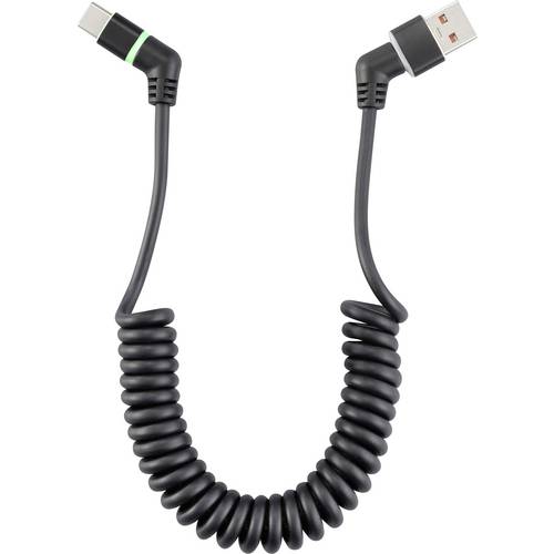 Renkforce USB-Kabel USB 2.0 USB-A Stecker, USB-C® Stecker 1.50 m Schwarz Steckkontakte 360° drehbar, Spiralkabel RF-6713...