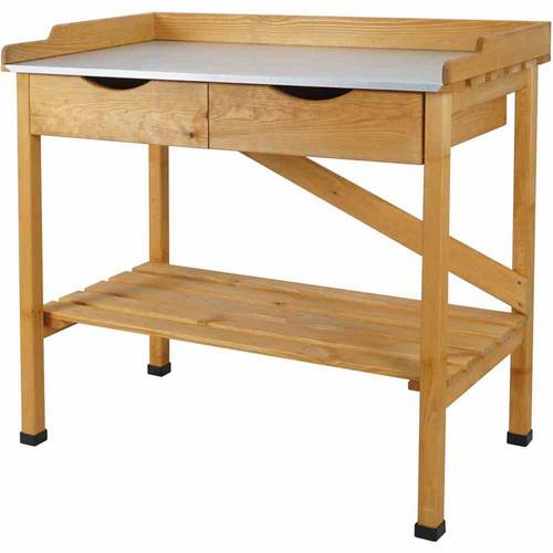 Siena Garden Paola 7528 Gartentisch Kiefernholz, Stahlblech Natur, Silber, Schwarz