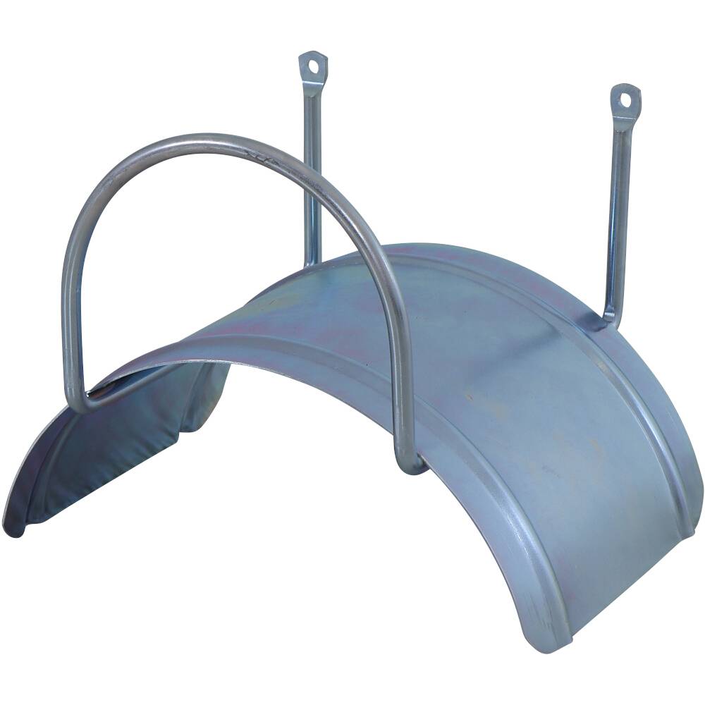 Metallsteg, gebogen, mit Befestigungslöchern und zusätzlichem Griffbügel oben. Eignet sich zur Montage über einem Rad.