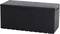 Schwarze rechteckige Aufbewahrungsbox mit Holzoptik, stabiler Deckel und Griff an der Vorderseite. Ideal für Garten- oder Terrassenlagerung.