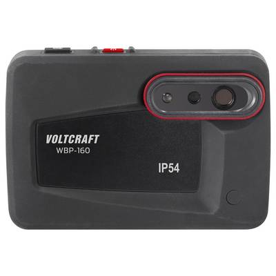 Eine schwarze Voltcraft WBP-160 Kamera mit IP54-Schutzklasse, geeignet für den Einsatz in staubigen oder nassen Umgebungen.