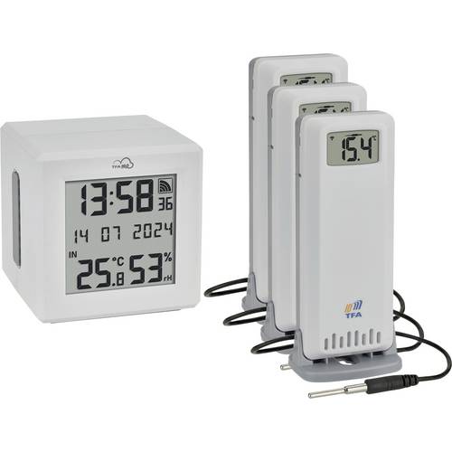TFA Dostmann TFA.me Starter Set WLAN Gateway ID-01 mit 3 Sendern ID-A3 Funk-Thermometer digital Weiß 35.8104.02