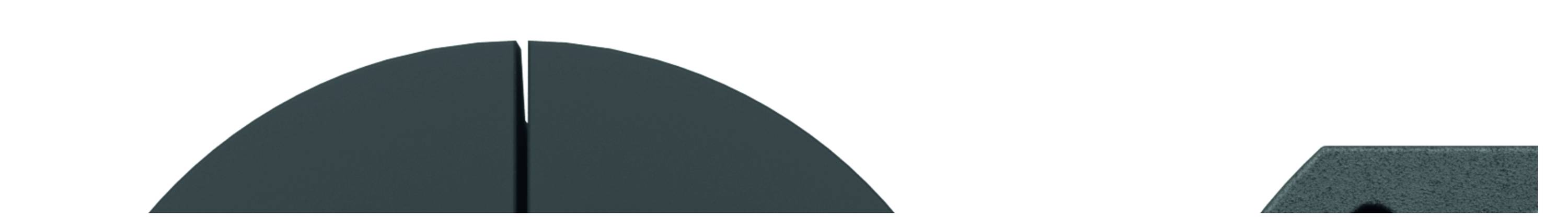 Halbkreisförmiges Diagramm mit einem vertikalen Strich in der Mitte, daneben ein kleines, rechteckiges Element.