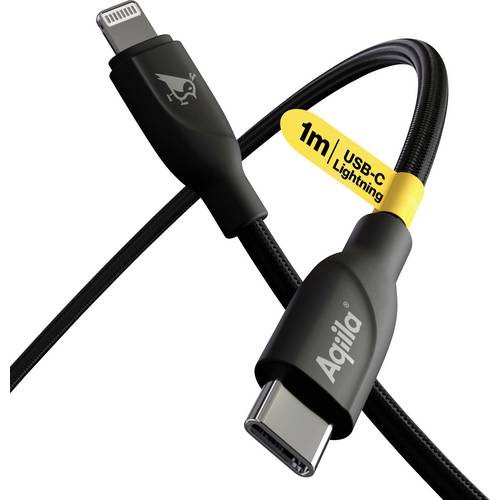 Thumbnail - Aqiila Cablebird CB21 USB-C® Kabel USB 2.0 Apple Lightning Stecker 1.00 m Schwarz AQCBPBICB1BD850