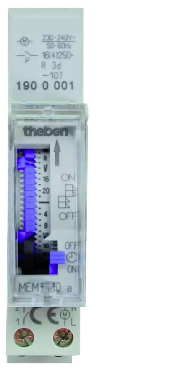 Theben 1900001 Hutschienen-Zeitschaltuhr analog  Wochenprogramm   IP20 Gangreserve