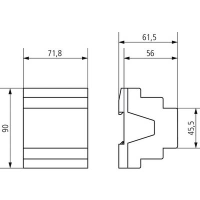 Technische Zeichnung eines Profils mit Maßen: Breite 71,8 mm, Tiefe 61,5 mm. Zeigt Details der Form und Schnittstelle des Profils.