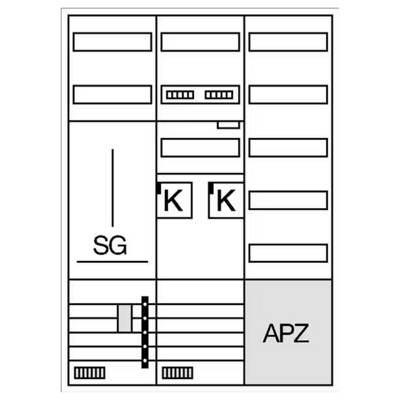 'Schematischer Grundriss eines Schaltgerätes mit markierten Bereichen "SG", "K", und "APZ".'