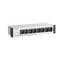 Ein silbergraues Rack-PDU (Power Distribution Unit) mit sechs Steckdosen und einem Netzschalter auf der Vorderseite.
