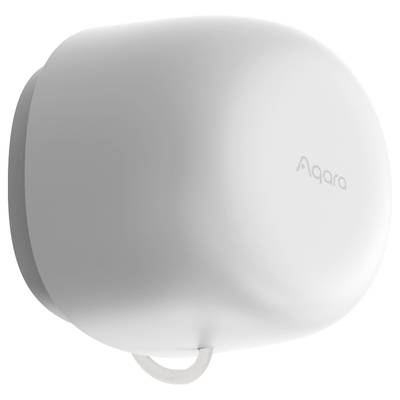Ein kabelloser Smart Home Sensor mit minimalistischem Design und abgerundeten Kanten; zeigt das Logo 'Aqara' auf der Vorderseite.